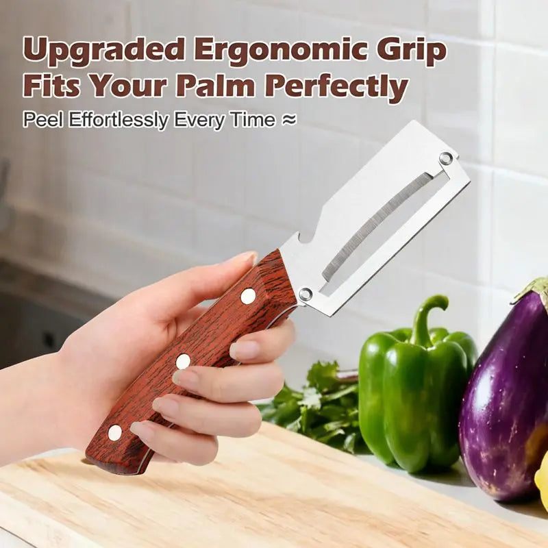 2-in-1 Stainless Steel Peeler & Shredder Set with Wooden Handle⭐⭐