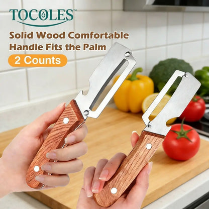 2-in-1 Stainless Steel Peeler & Shredder Set with Wooden Handle⭐⭐