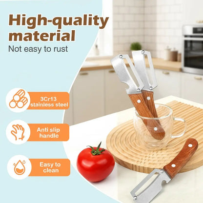 2-in-1 Stainless Steel Peeler & Shredder Set with Wooden Handle⭐⭐