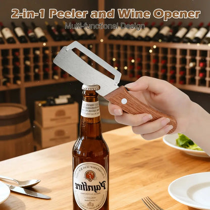 2-in-1 Stainless Steel Peeler & Shredder Set with Wooden Handle⭐⭐