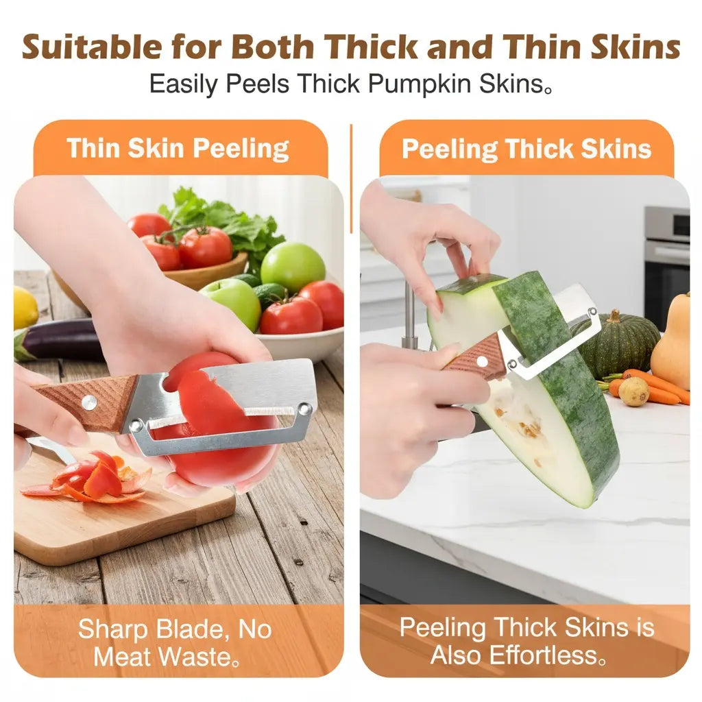 2-in-1 Stainless Steel Peeler & Shredder Set with Wooden Handle⭐⭐